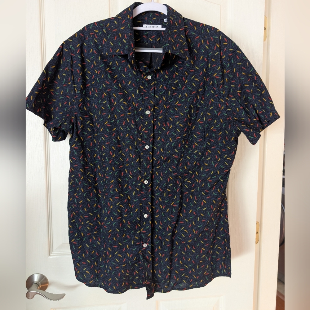 Gustin Short Sleeve Hot Pepper Print Shirt (XXL, Fits Like an XL)